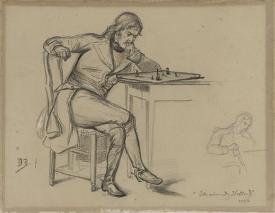 Satranç Oynayan Adam Muzaffer Hollanda (nesne üzerinde başlık) by David Bles