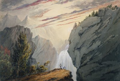 Şelalede, c.1850 (suluboya, arap zamkı ve kirli beyaz dokuma kağıt üzerine guaj) by David Claypoole Johnston