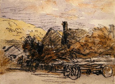 Bir Kereste Vagonu (siyah tebeşir ve sulu boya) by David Cox