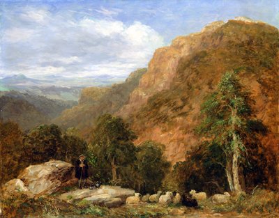 Yukarıdan Bir Görünüm Bettws-y-Coed, Moel Siabod ve Uzaktaki Snowdon Sıradağları, 1853 by David Cox