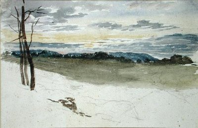Gün Batımında Bir Orman Manzarası (kağıt üzerine kalem ve suluboya) by David Cox