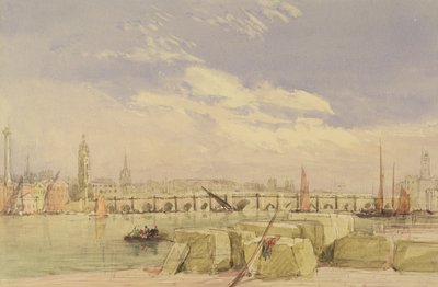 London Bridge, c.1828-30 (kağıt üzerinde grafit üzeri klozet ve gövde rengi) by David Cox