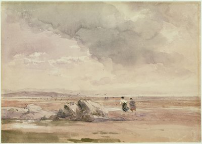 On Lancaster Sands, Low Tide, c.1840-47 (kağıt üzerinde w/c, kalem ve siyah mürekkep ve kurşun kalem) by David Cox