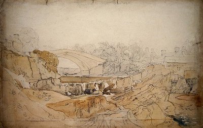Rhayader Köprüsü (kalem ve kağıt üzerine sulu boya) by David Cox