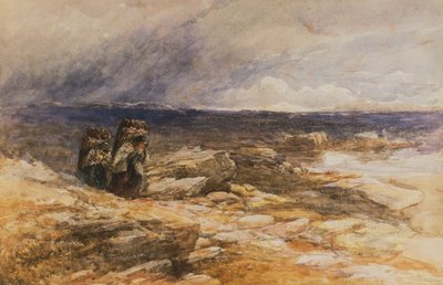 Bettws-Y-Coed, Kuzey Galler yakınlarındaki Turba Toplayıcıları (suluboya) by David Cox