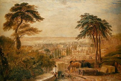 Bir Kasaba Üzerinden Görünüm (kağıt üzerine sulu boya) by David Cox