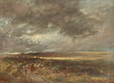 Moorland manzarası: çoban ve koyun, c1810. by David Cox the elder