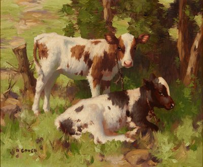 Bir Yaz Manzarasında Buzağılar (tuval üzerine yağlı boya) by David Gauld