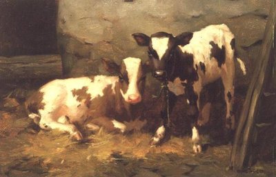 Ahırdaki buzağılar by David Gauld