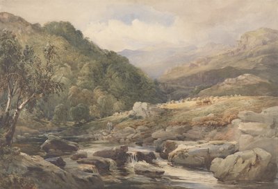 Dere ve Haymaker ile Peyzaj (kağıt üzerine grafit üzerine guaj ile wc) by David Hall McKewan