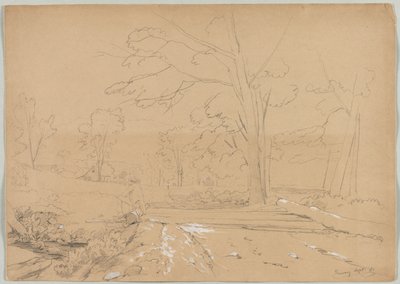 Man Fishing ile Manzara, Conway, New Hampshire, 1851. by David Johnson