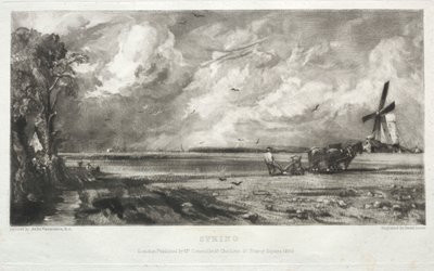 Çeşitli Manzara Konuları, John Constable Tarafından Boyanmış Resimlerden İngiliz Manzarasının Karakteristikleri, R.A.: Bahar. Ortak Bir Değirmen. Dolu Fırtınalar. Doğu Bergholt, Suffolk by David Lucas