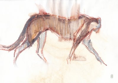 Çita avı, 2019 (kağıt üzerine pastel boya/sulu boya) by David Mayer