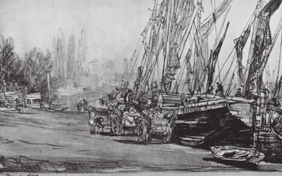 Londra: Chiswick, Alçak Gelgit (taş baskı) by David Muirhead (after) Bone