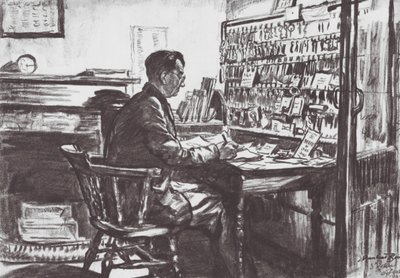 Oxford: Bir Kolej Hamalı (taş baskı) by David Muirhead (after) Bone