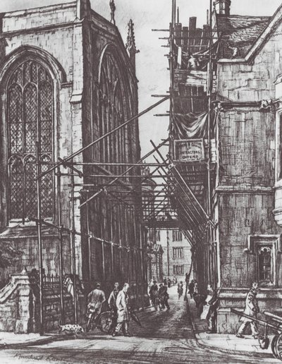 Oxford: Catte Street (lito) by David Muirhead (after) Bone