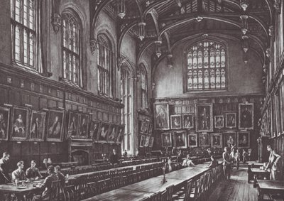 Oxford: Christ Church Hall (lito) by David Muirhead (after) Bone