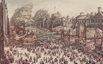 Oxford: St Giles Fuarı (renkli taş baskı) by David Muirhead (after) Bone