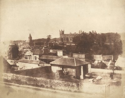 Linlithgow, tren istasyonundan, Belediye Binası, St. Michael Kilisesi ve Sarayı ile, 1843-184 Yaratıcılar: David Octavius Hill, Robert Adamson. by David Octavius Hill, Robert Adamson