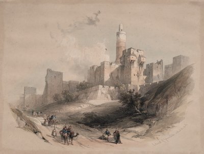 Surlar olmadan Kudüs Kalesi, Davut Kulesi, 1839. by David Roberts