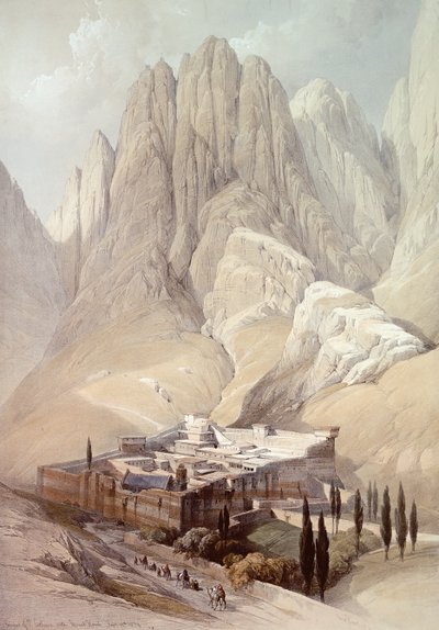 Horeb Dağı ile St.Catherine Manastırı, 19 Şubat 1839, Louis Haghe (1806-85) pub.1849 tarafından oyulmuş 