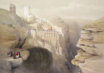 Aziz Saba Manastırı, 4 Nisan 1839, Louis Haghe (1806-85) pub tarafından kazınmış 'Kutsal Topraklar'ın II. Cildinden 51 numaralı levha. 1843 by David Roberts