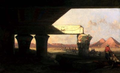 Piramitlerin Uzak Manzaralı Mısır Manzarası by David Roberts