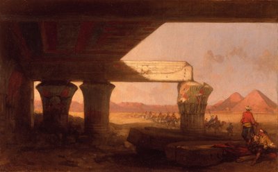 Piramitlerin Uzaktan Göründüğü Mısır Manzarası by David Roberts