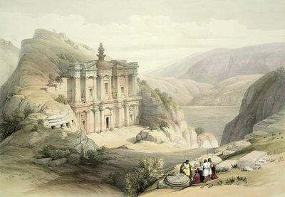 El Deir, Petra, 8 Mart 1839, Louis Haghe (1806-85) pub tarafından oyulmuş 
