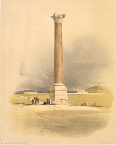 Pompey Sütunu, İskenderiye, "Mısır ve Nubia"dan, Cilt 1 (litto) by David Roberts