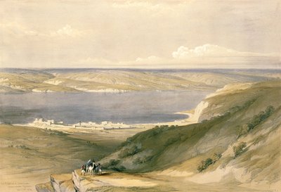 Celile Denizi veya Genezareth, Başan'a bakıyor, 21 Nisan 1839, Louis Haghe (1806-85) pub tarafından oyulmuş 'Kutsal Topraklar'ın I. Cildinden levha 36. 1842 by David Roberts