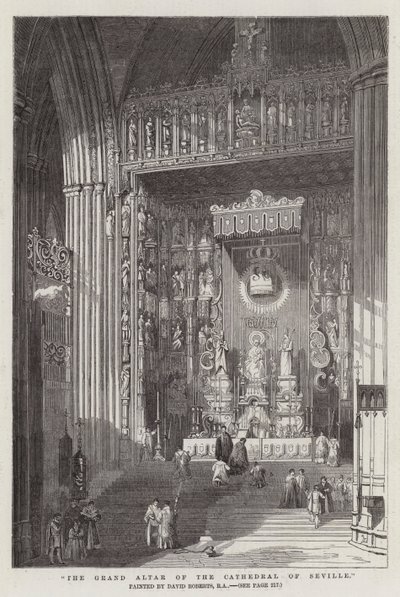Sevilla Katedrali'nin Büyük Sunağı by David Roberts