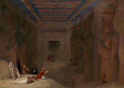 Abu Simbel, Mısır'daki Büyük Tapınağın Hipostil Salonu by David Roberts