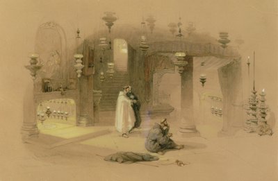 The Shrine of the Holy Nativity, Bethlehem, 1839 (kalem üzerinde wc, devetüyü kağıda guaj ve arap zamkı ile yükseltilmiş) by David Roberts