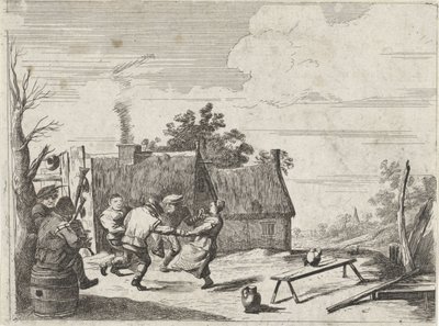 Çiftçilerin iki müzisyenin müziğiyle dansı by David Teniers (II)