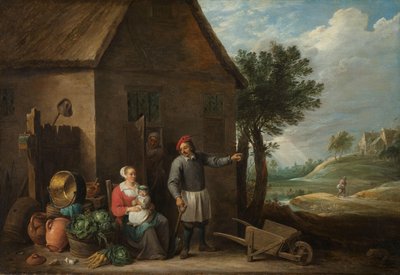 Bir Kulübe Kapısında Oturan Kadın ve Çocuklu Koca by David Teniers (II)