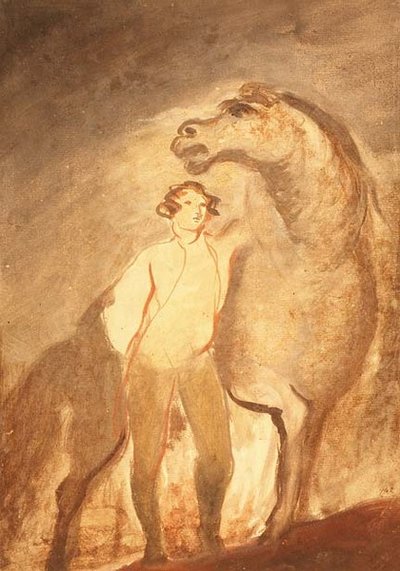 Adam ve At (kağıt üzerine sulu boya) by David Wilkie