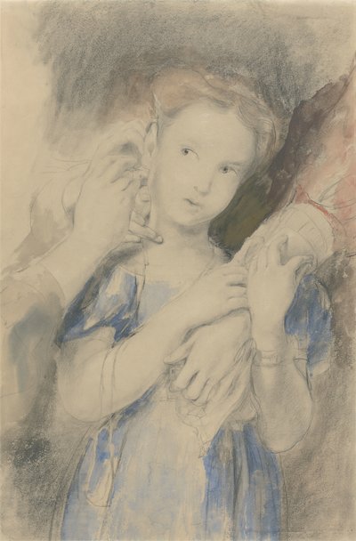 İlk Küpe Çalışması (kağıt üzerinde wc, grafit ve tebeşir) by David Wilkie