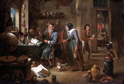 Simyacının ofisi (tuval üzerine yağlı boya) by David the Elder Teniers