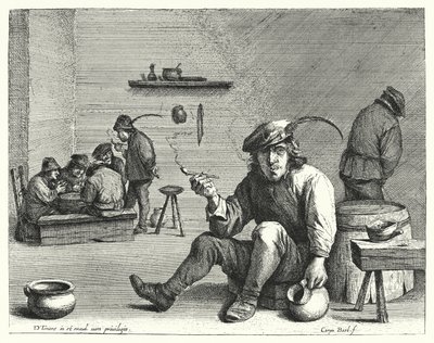 Sigara içen (gravür) by David the Younger (after) Teniers