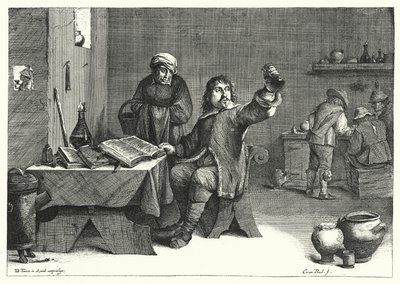 İdrar Doktoru (gravür) by David the Younger (after) Teniers