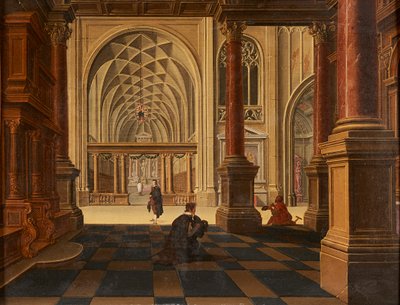 Bir Yolda Konuşan Figürler, Ötesinde Kale Harabeleri (panelde yağlı boya) by David the Younger (follower of) Teniers