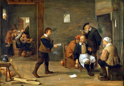 Bir grup adam bir bacanın önünde ısınıyor. David Teniers dit Le Jeune (1610 - 1690) Milan, Museo del castello