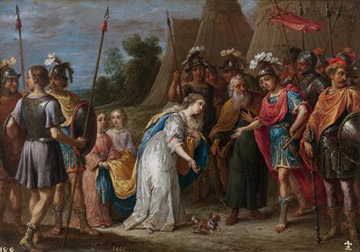 Eustathius, Godfrey of Bouillon (Godefroy de Bouillon) ile Armida (Armide) lehine aracılık eder. by David Teniers the Younger