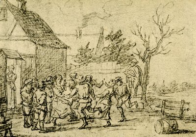 Bir evin önünde dans eden köylüler by David Teniers the Younger