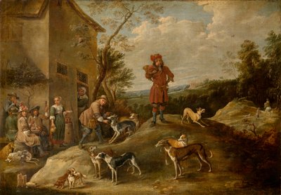 Dinlenen Avcılar (petrol) by David the Younger Teniers