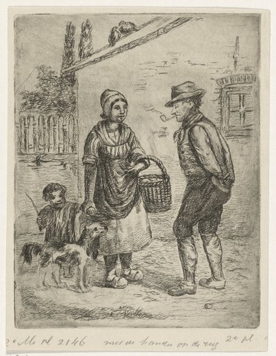 Çiftçi ve çiftçinin karısı bir çiftlikte by David van der Kellen