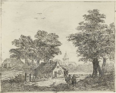 Yürüyüşçüler ile manzara by David van der Kellen