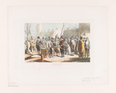 Bir kalenin önünde siviller ve atıcılar Kasaba halkı (16. yüzyıl, 2. yarı) (nesne üzerindeki başlık) by David van der Kellen