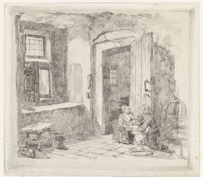 Açık kapı ile iç by David van der Kellen